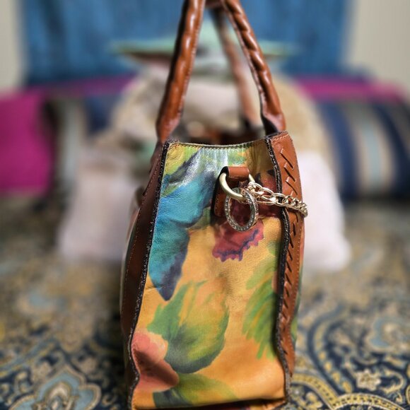Patricia Nash Italian Leather Watercolor Butterfly Curry Tote & Fossil Wallet - Picture 5 of 16